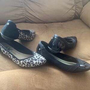 Anne Klein Sport Black and Leopard Print Flats